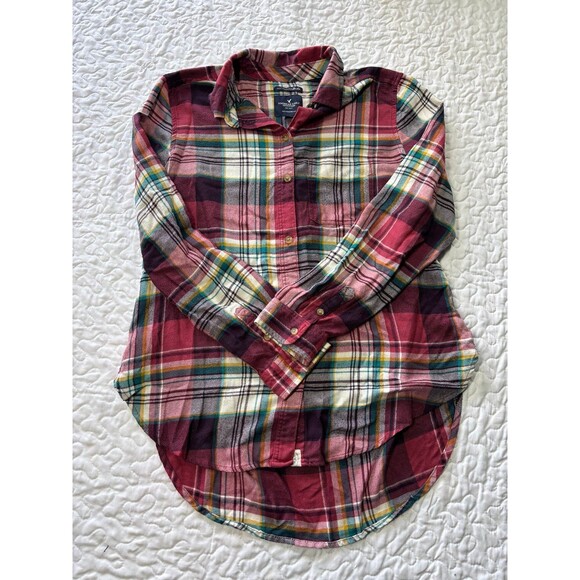 American Eagle Outfitters Boyfriend Fit Button Down Flannel Shirt size medium - Picture 1 of 5
